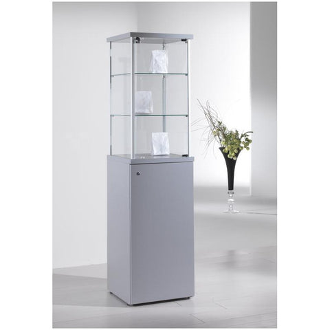 Vitrine cloche 2 étagères sur socle avec rangement - AD7/PLA