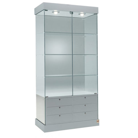 Vitrine haute avec 6 tiroirs et éclairage - L101