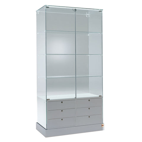 Vitrine haute avec rangement 6 tiroirs - L100